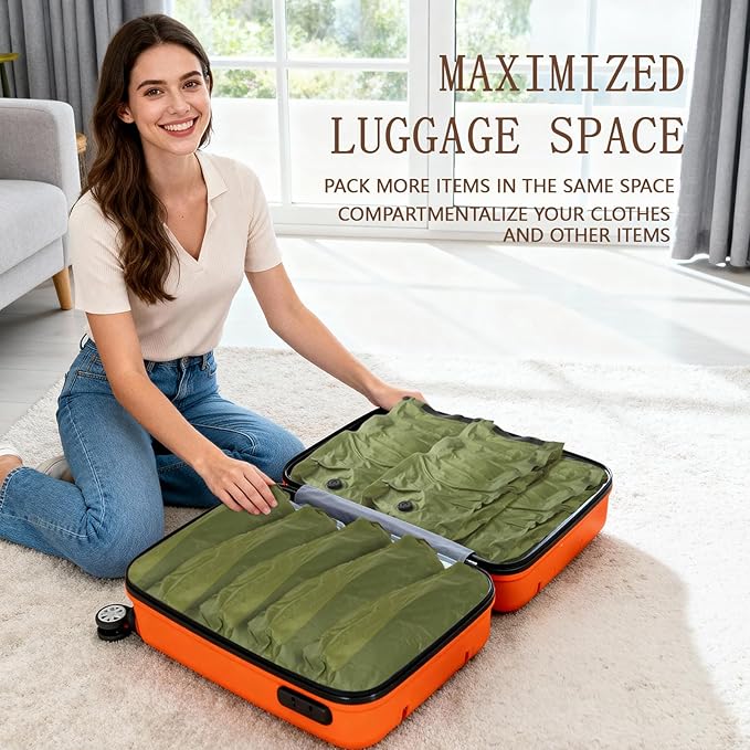 Reusable Fabric Vacuum Seal Bags for Clothing – Large Compression Travel Essentials with No Pump – Manual Exhaust, Tear-Resistant Oxford Cloth for Luggage, Closet & Organization (Military Green-2L)