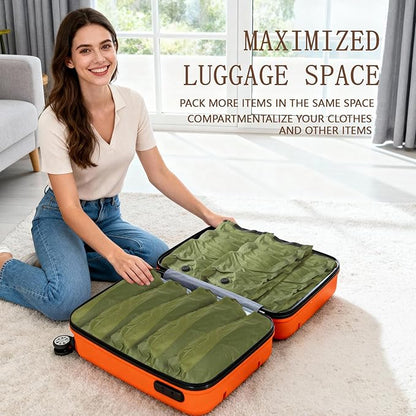 Reusable Fabric Vacuum Seal Bags for Clothing – Large Compression Travel Essentials with No Pump – Manual Exhaust, Tear-Resistant Oxford Cloth for Luggage, Closet & Organization (Military Green-2L)