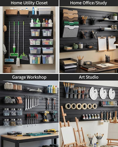 Slatwall Panels 4'x8' Garage Wall Organizer with 2 H Trim, Slat Wall Paneling Garage Slat Wall Storage Systems, Garage Tool Organizer Wall Mount, Slat Board PVC Wall Panels Garage Storage Organization