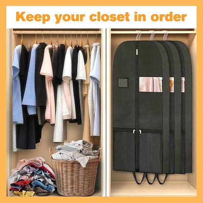 Travel Garment Suit Bag for Hanging Clothes 54", Suit bags for Closet Storage with Pockets Gusseted Garment bag for Men Suits Shirts Tuxedos Dresses Coats, Suit Cover Bags With Handles and Zipper