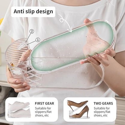 Shoe Slot Organizer 10 Pack - Shoe Slots，Can Save 50% of Shoe Stackers Space，Adjustable Shoe Stacking Device, Double-Layer Design for Shoe Slots Organizer for Closet.