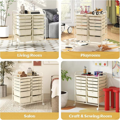 ARLIME 12-Drawer Rolling Storage Cart, 12 Drawer Organizer Trolley, Scrapbook Paper Organizer, Suitable for Office and School, Rolling Office Storage Tools