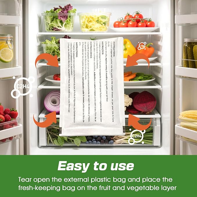 xcivi 5-Pack Produce Saver Refills Compatible with Frigidaire Pure Air Produce Keeper FRPAPKRF2PK FRPAPKRF, Fits Crisp Seal Fresh System Crisper Drawers, Refrigerator Produce Preserver Replacements