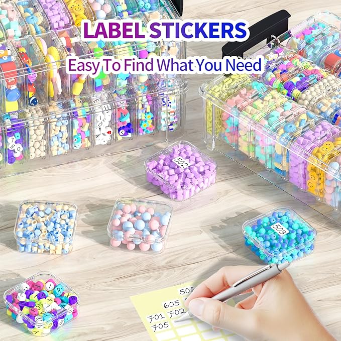 Bead Organizer Box 90 Pcs, 3-Tier Large Capacity Stackable Bead Storage Containers, Portable Plastic Craft Organizers for Jewelry Making, Bracelets, DIY, Nail Art Charms