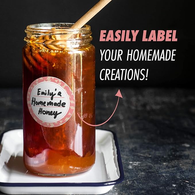 Canning Labels Dissolvable Stickers for Mason Jars and More (2" Round 200/roll) Canning Supplies Washes Off in Seconds Like Magic - Jar Labels Homemade Jam, Jelly, and More (Coral)
