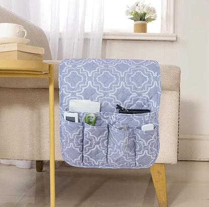 luckyjoyreal Armchair Caddy for Couch Remote Control Holder Premium Durable Non-slip Sofa Armset Organizer Caddy Storage for Recliner Couch 5 Pocket for Cell Phone Magazine 35"x13" Floral 1 Piece