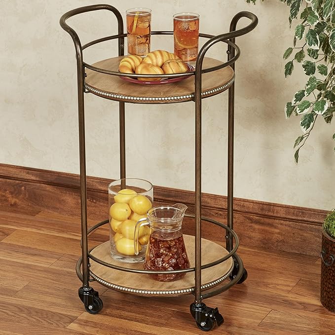 Touch of Class Santo Bronze Finished Rolling Serving Cart with Locking Caster Wheels