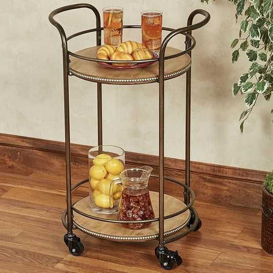 Touch of Class Santo Bronze Finished Rolling Serving Cart with Locking Caster Wheels