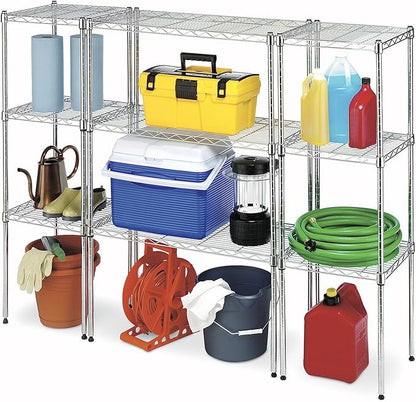 Whitmor 1 Tier Supreme Stacking Shelving Unit, Wire Metal Home Storage Organizer, 15" L x 14" W x 15" H, Chrome