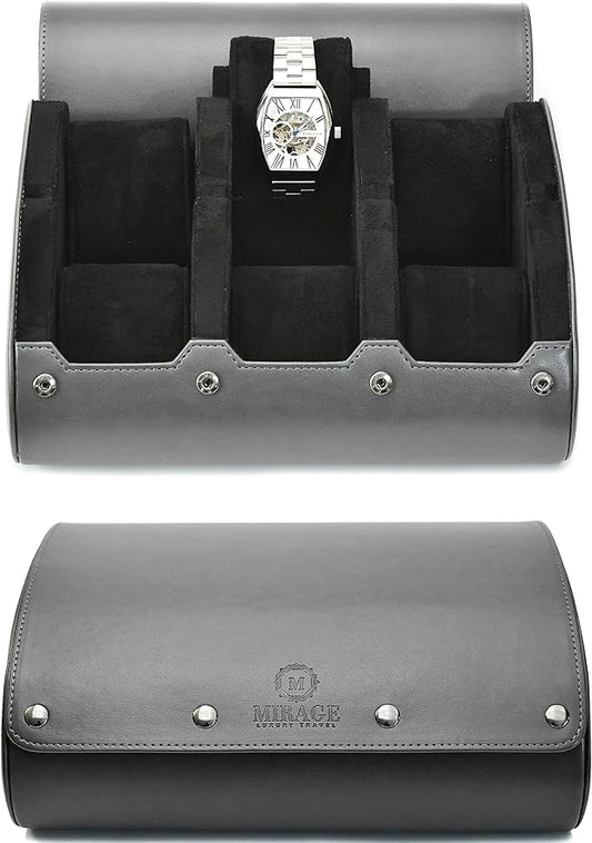 Watch cases for men 6 slot travel case organizer - Slate Grey