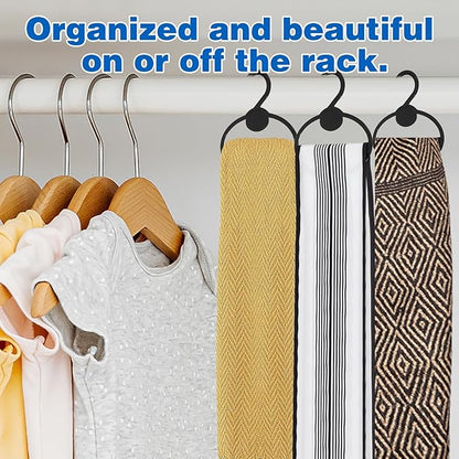 100 Pcs Black Plastic Scarf Hanger Organizer Space Saving Closet Accessory Holder for Scarves, Belts, Ties, Headscarves, and More