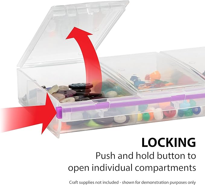 Craft Mates Bead Organizer and Plastic Storage Containers for Crafts, Buttons, Pins and More, 4 Locking Compartments (2XL)
