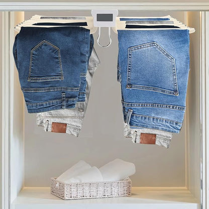 Pull Out Pants Rack Pants, 22 Arms Steel Pull Out Pants Rack 33lbs 23.2 * 18.1 * 3.7inch Hanging Installation Pants Hanger Bar Clothes Organizers for Hanging Jeans Pants Ties & Scarves (Beige)