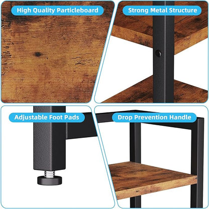 Marbrasse Desk Shelf with Drawer, 40" Desk Hutch for Computer Monitor, Wooden Desktop Bookshelf Storage Rack for Home Office Dorm - Dark Brown