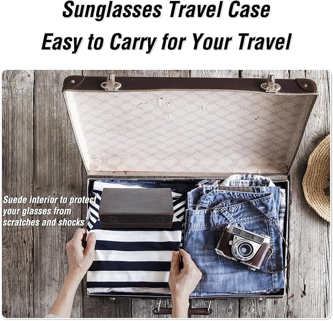 CataPurus Sunglasses Organizer Case for Man & Woman, Top Grain Leather & Handmade, Portable Travel Eyeglasses Storage Holder