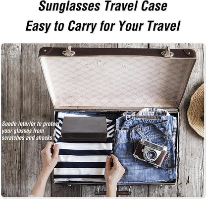 CataPurus Sunglasses Organizer Case for Man & Woman, Top Grain Leather & Handmade, Portable Travel Eyeglasses Storage Holder