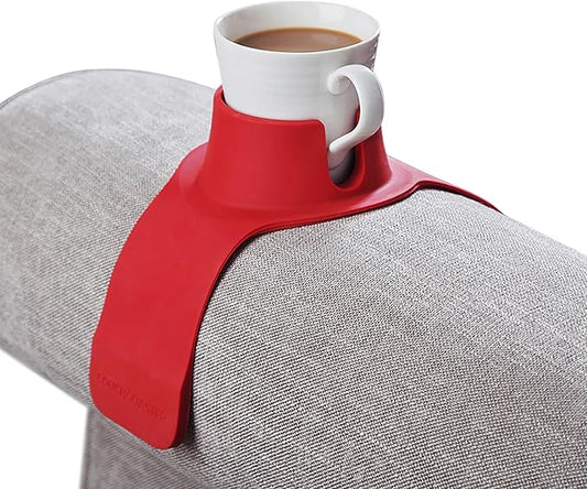 HIT PRODUCTS CouchCoaster® - Original & Patented Armrest Couch Cup Holder, Rosso Red - A Weighted, Silicone, Anti Slip Coaster Stops Spills On Your Sofa, Armchair Or Recliner & Keeps Drinks in Reach
