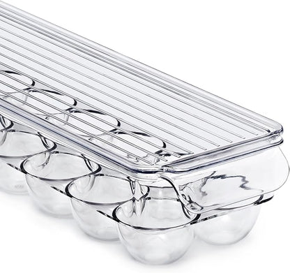 Sorbus Soda Can Organizer for Refrigerator & Egg Holder for Fridge Set, 2 Stackable Can Holder Dispenser Holds 12 Cans Each & 2 Egg Holders with Lid holds 14 eggs for Fridge, Pantry, Freezer, BPA-Free