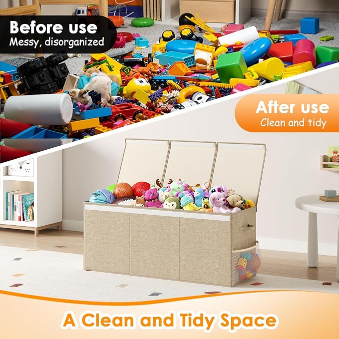 Extra Large Toy Box Chest with Lid, Kids Toy Storage Organizer for Boys Girls, Big Toy Bin Basket Extra Large Toy Storage Box for Living Room Playroom Nursery (40" x14" x16")