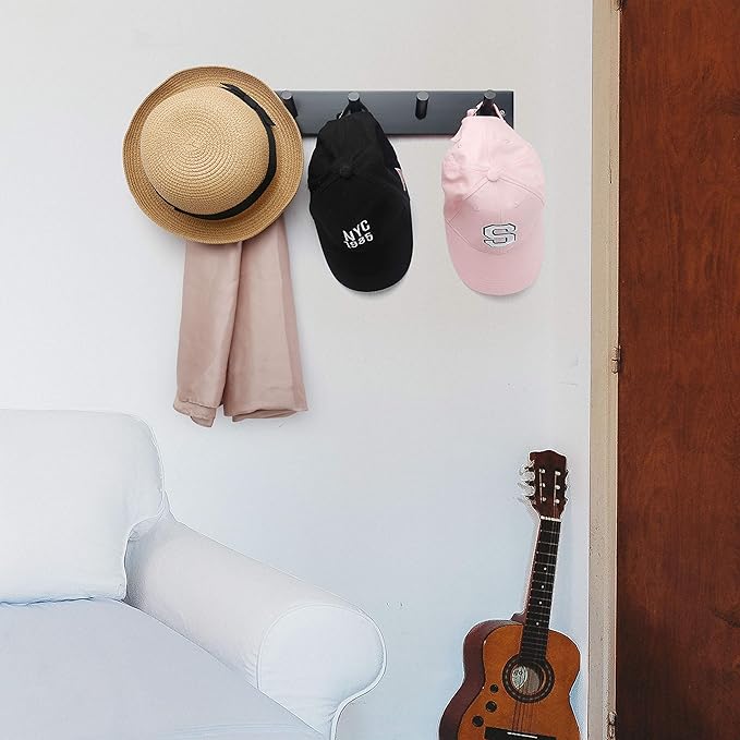 WEBI Coat Rack Wall Mounted,Coat Hanger Wall,16" Hole to Hole,Coat Hooks Wall Mount,Hook Rack Peg Rail,5 Hooks for Hanging Jacket,Hats,Clothes,White
