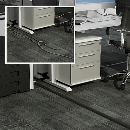 D-Line 30ft Floor Cord Cover, Floor Cable Protector, Extension Cord Cover, Protect Wires & Prevent Cable Trips, Cable Management Solution - Cord Cavity = 0.63" (W) x 0.31" (H) - Black