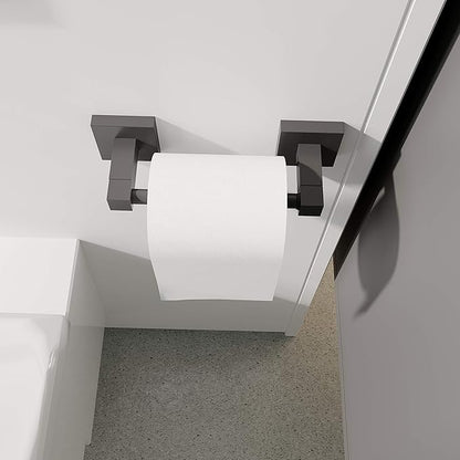 Ruacq Toilet Paper Holder Matte Black Double Post Pivoting Square Tissue Holders Roll Holder Hangers Toilet Paper Modern Wall Mounted, Commercial Bathroom Toilet Paper Roll Holder