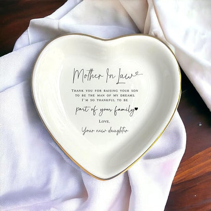 HatafaFurni Mother In Law Gift, Heart Ring Dish, Jewelry Dish, Mothers Day Gifts, Mother of the Groom Gift, Mother Appreciation, Gift For Second Mom, Mother In Law Present, Future Mom