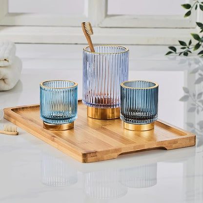 LEICURACE Makeup Brush Holder Organizer,Toothbrush Holders,Desk Pen Pencil Holder,Multifunctional Vintage Glass Brush Cup(A3-20-US)