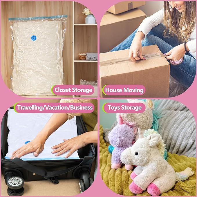 B365 Vacuum Storage Bags with Electric Pump, 12 Pack (3 Jumbo, 3 Large, 3 Medium, 3 Small) Vacuum Seal Bags for Clothes, Bedding, Mattress, Blankets, Travel