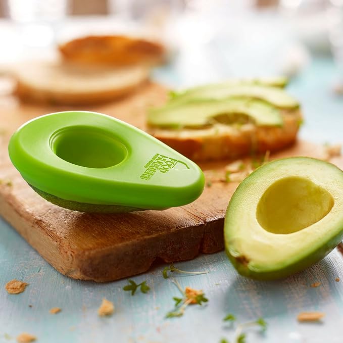Food Huggers Avocado Huggers 2pc Silicone Reusable Avocado Savers with Pit Storage | BPA Free, Dishwasher Safe Holder | Large & Small Set