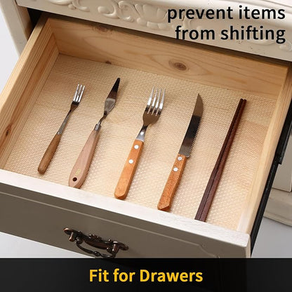 iwtmm Shelf Drawers Liners for Kitchen Cabinets Non-Slip, Washable, Oil-Proof Drawer Liners, EVA Waterproof Non-Adhesive Cabinet Liners for Kitchen, Pantry, Bathroom
