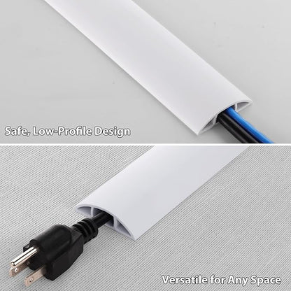 ZhiYo 3.6ft Cord Covers for Wires on Floor, Cord Hider Floor Hide Extension Cords, Soft PVC Cable Cover Cable Protector, Wire Cavity W0.62in H0.31in, White