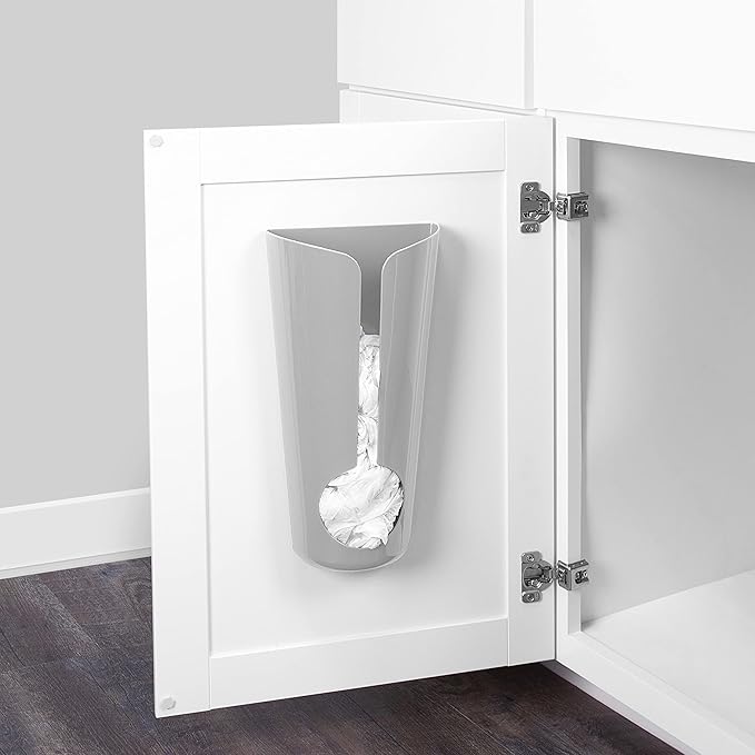 Spectrum Plastic Bag Holder, Wall Mount or Adhesive Grocery Bag Organizer, Under Sink Plastic Grocery Bag Storage & Trash Bag Organization