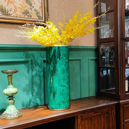 Umbrella Stand Umbrella Bucket Umbrella Rack Barrel Floor Vase Modern Style for Storing Canes Walking Sticks for Entryway Porch Indoor Malachite Green 24‘’High