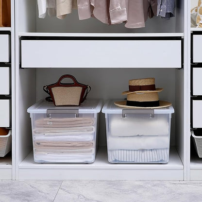 Citylife 69QT Plastic Storage Bins with Latching Lids Stackable Storage Containers for Organizing Large Clear Storage Box for Garage, Closet, Kitchen, 2 Packs