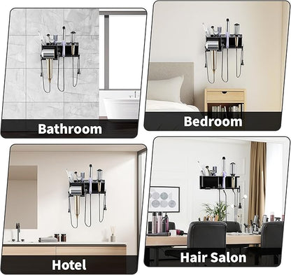MAYZOLOP Hair Dryer Holder, Hair Tool Organizer, Blow Dryer Hanger Wall Mount for Dryer Hook, Bathroom Space-Saving Blow Dryer Organizer, Curling Irons Storage Wall Mounted