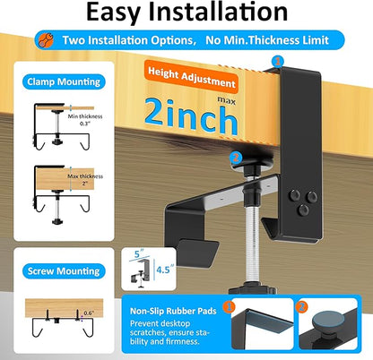 Under Desk Cable Management Tray - Under Desk Cord Management - Clamp/Screw Mount - Fabric Wire Management - Cable Raceways Tray Cord Hiders for Office/Home (Black, 35.8"×5.6")