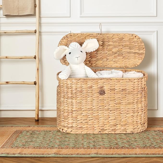 Toilet Papers Storage, Water Hyacinth Baskets with Lid, Water Hyacinth Toilets Paper Basket for Storage, Toilets Paper Holder Wicker Basket, Toilet Papers Organizer, Bathroom (with Lid Model 2)