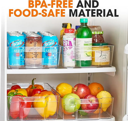 Cheer Collection Clear Refrigerator Organizer Bins - BPA Free Transparent Storage Bins for Pantry, Fridge, Tools & Cabinets Organization, 12.5’’ Long (Set of 4)