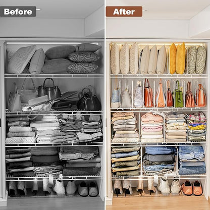 Wire Shelf Dividers for Closet: Tall 12 Pack 12-Inch Deep Adjustable Organizer for Shelves,Metal Rack Separator for Clothes, Purses & Bags，No Tool