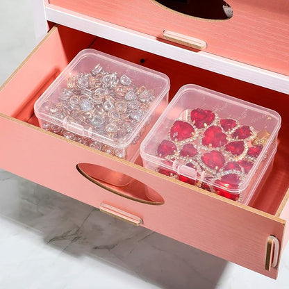 Jetec 6 Pieces Mini Plastic Clear Beads Storage Containers Box for Collecting Small Items, Beads, Jewelry, Business Cards, Game Pieces, Crafts (2.9 x 2.9 x 1 Inch)
