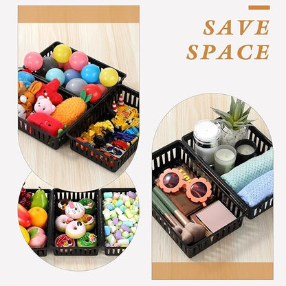 Wenqik Set of 12 Plastic Baskets for Organizing 10.24 x 6.5 x 2.36 Inch Rectangular Trays Plastic Organizer Bins Rectangle for Desk Organization(Black)