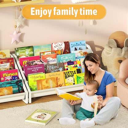Toddler Bookshelf,Montessori Bookshelf,Bookshelves for Toddlers and Nursery,4 Tier Baby Bookshelves for Kids Rooms,Nursery,Playroom,Baby Room, Small Children Classroom