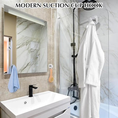 warlve Suction Cup Hooks for Shower - Reusable No-Drill Mounting - Hooks for Towels, Robes & Loofah on Metal, Glass, Mirrors, Tile & Smooth Non-Porous Surfaces (2, Chrome Polished)