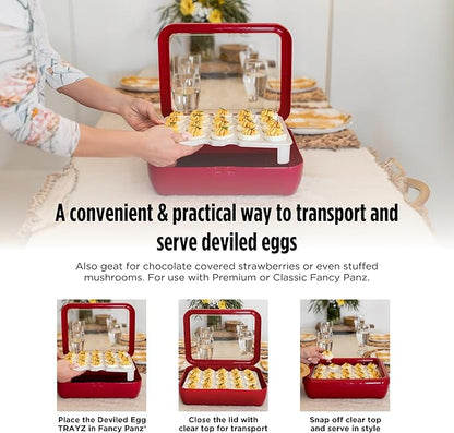 Fancy Panz Deviled Egg Trayz - Holds 20 Eggs - Deviled Egg Container Fits Classic/Premium Fancy Panz Elevated Food Serving Tray - Portable Eggs Carrier with Lid - Made in The USA Hosting Essentials