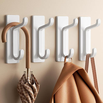 pickpiff Wall Hooks for Coat and Towel: 13LB Adhesive Door Hanger Stick on, White 6 Pack