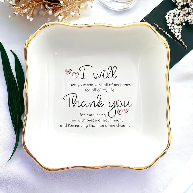 HatafaFurni Ring Dish Holder For Mom, Mother's Day Gifts for Aunt, Sister Godmother Friend Gifts, Men Ring Dish For Dad, Bridesmaid Gift, Women Gifts (Mother of the groom)