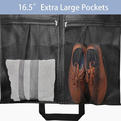 43" Heavy Duty Garment Bags Suit Bags Travel, Suit Holder for Hanging Clothes Storage, 6" Gussetes with Pockets and 2 Carry Handles, Clothes Cover for Coat, Dress, Jacket, Shirts, 3 Pack