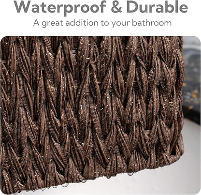 GRANNY SAYS Wicker Baskets for Organizing, Nesting Storage Baskets for Shelves, 1 Large and 2 Small Wicker Baskets Waterproof, Dark Brown, 3-Pack