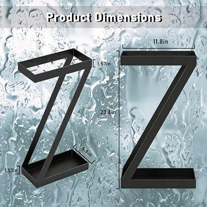 Umbrella Holder for Entryway, Metal Umbrella Stand with Drip Trays, Space-Saving Umbrella Holder, Umbrella Stands Rack, Walking Cane Stand, Black
